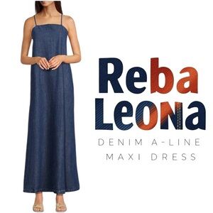 Reba
Leona Denim Square Neck Sleeveless Maxi A-Line Dress Size M
